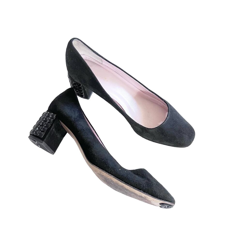 Kate Spade New York Danika Too Black Suede Jeweled Mid Heel 6B